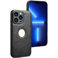 Case for iPhone 14/14 Plus/14 Pro/14 Pro Max, Luxury Leather Business Non Slip Shockproof Anti-Scratch Slim Back Protective Cover, Wireless Charging Compatible,14 Plus,Black