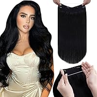 LaaVoo Wire Hair Extensions Human Hair 20 Inch Bundle Weft Hair Extensions 28 Inch #1 Jet Black