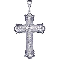 Large Heavy Sterling Silver Crucifix Cross Pendant Necklace 3.2 Inches 21 Grams