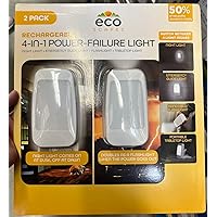 White Power Failure Emergency Night Light, Rechargeable 2 Pack