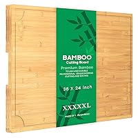 Extra Large Cutting Board 36 X 24, Wooden Cutting Boards For Kitchen, Bamboo Cutting Board With Juice Groove And Handles, Chopping Board For Cheese, Meat, Turkey. Butcher Block Heavy Duty.