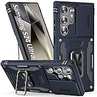 Case for S24 Ultra Samsung Phone Case Samsung Galaxy S24 Ultra Case with Kickstand Ring Holder, with Camera Cover, with Magnetic Car Mount Function, for Samsung Galaxy S24 Ultra (Navy Blue)