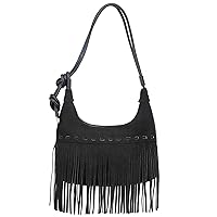 JOZZYAPA Boho Western Fringe Purse Hippie Faux Suede Fringe Crossbody Bag Cowgirl Purses and Shoulder Bag for Women