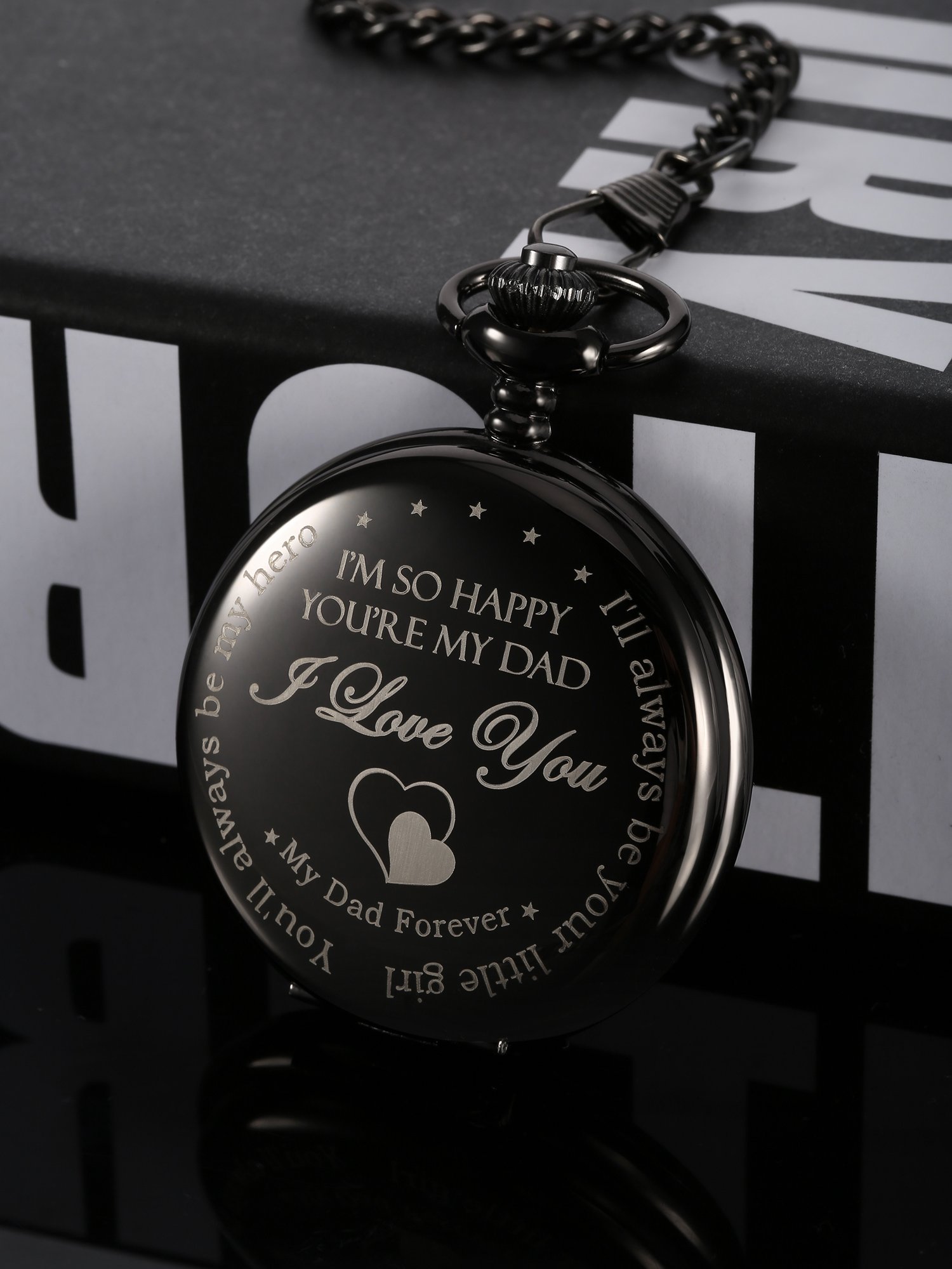 Hicarer Pocket Watch Father's Day Gift-I'll Always Be Your Little Girl, You'll Always Be My, Christmas Birthday Gift for Dad Father (Dad Gifts, White Dial)