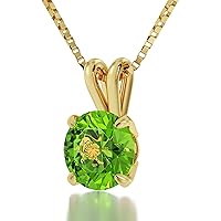 Gold Plated Leo Necklace Zodiac Pendant for Birthdays 23rd July to 22nd August 24k Gold Inscribed with Star Sign and Symbol on Solitaire Set Swarovski Crystal Stone, 18