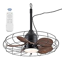 Outdoor Ceiling Fans with Light and Remote, 24'' Wet Rated Gazebo Fan with Plug In Cord for Pergola Canopy, 3 Color Led Lighting for Patios
