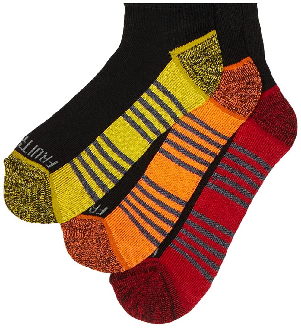 Fruit of the Loom Boys Big 10 Pack Crew Socks, Black Assorted, Shoe: 3-9