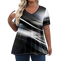 Polyester Graphic Plus Size Crewneck Tops Lady Beach Casual Patterned Shirt Comfy Short Sleeve Blouse for Ladies White