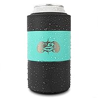 Toadfish Non-Tipping Can Cooler for 12oz Cans - Suction Cup Can Cooler for Beer & Soda - Includes Slim Can Adapter - Stainless Steel Double-Wall Vacuum Insulated Cooler - Teal
