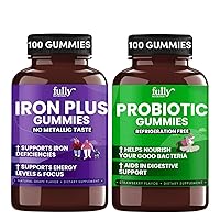 Iron Plus+ Probiotic Gummies Supplements Bundle of 2 for Women and Men