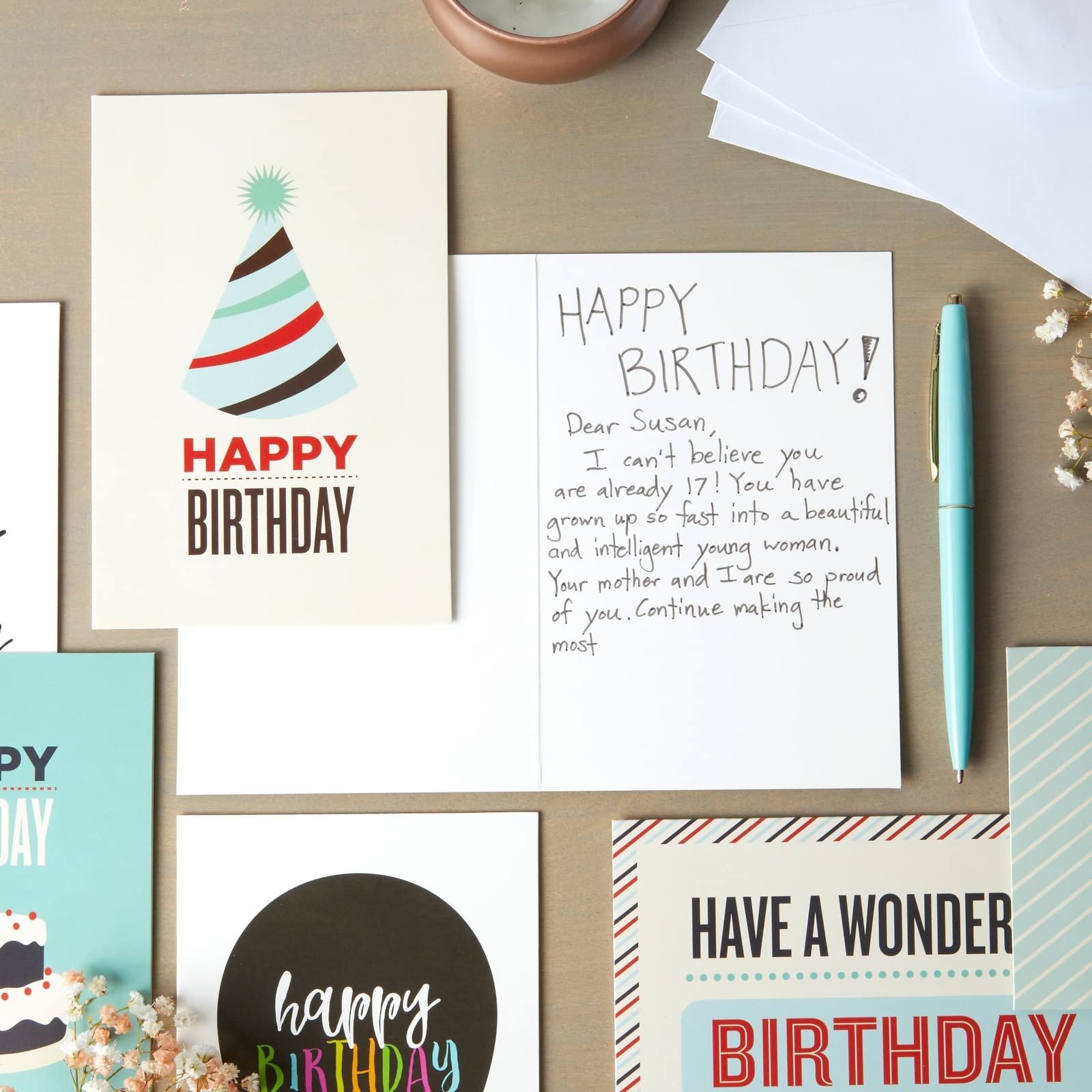 120 Pack Assorted Birthday Greeting Cards with Envelopes, 12 Designs, Blank Inside, Bulk Boxed Set (4x6 In)