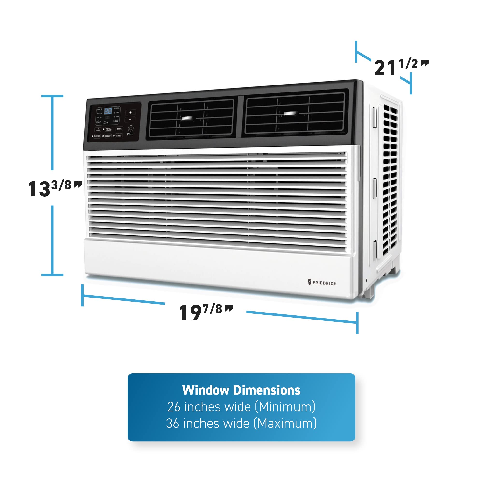 Friedrich CCF10B10A Chill Premier Smart Air Conditioner Window Unit, WiFi Mobile Control, White, Cooling Capacity (10,000 BTU)