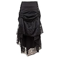 COSWE Women's High Waist Black Steampunk Gothic Asymmetrical Swallowtail Skirt M-5XL