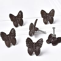 IndianShelf 6 Piece Antique Butterfly Iron Drawer Knobs for Kitchen Cabinet Hardware Door Pulls Decorative Kids Dresser Knobs Nursery Luxurious Handmade