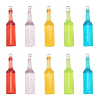 20 pcs Resin Plastic Cocktail Wine Bottle Charms Keychain Earring Dangles Multicolors DIY Art Crafts Jewelry Making Pendants Hanging Decors 43x10mm
