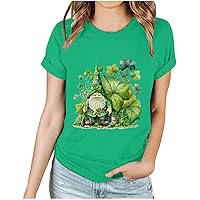 Womens St Pattys Day T Shirt Irish Lucky Clover Print T Shirts Tops Loose Fit Fashion Casual Short Sleeve Dressy Blouses