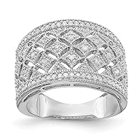 925 Sterling Silver Polished Diamond Band Ring Jewelry for Women - Ring Size Options: 6 7 8