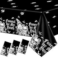 3 Pcs Death to My 20s Party Tablecloth Decorations Disposable Plastic Rip to My 20s Table Covers Black Death to My Youth Tablecloths 30th Birthday Party Supplies for My Youth Funeral Party Decoration