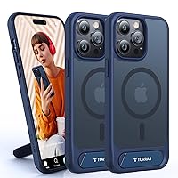 TORRAS Strong Magnetic & Seamless Stand for iPhone 14 Pro Max Case, Fit for MagSafe, Mil-Grade Drop Protection, Adjustable Kickstand for iPhone 14 ProMax Case for Work/Video, Slim Frosted Matte Blue