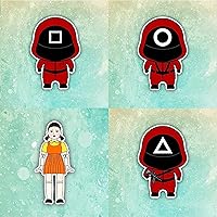 4Pcs Squid Game Credit Card Sticker, Korean Drama Glossy Waterproof Stickers, 2021 TV Cosplay Cute Computer Cup Sticker, Super Durable Water Resistant Sticker