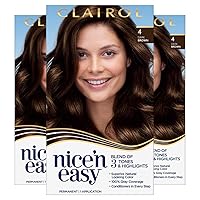 Nice'n Easy Permanent Hair Dye, 4 Dark Brown Hair Color, 3 Count