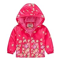 Jackets Big Boys Toddler Boys Girls Casual Jackets Printing Cartoon Hooded Outerwear Zipper Clothes (Red, 3-4 Years)