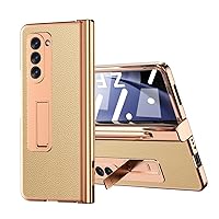 for Samsung Galaxy Z Fold 5 4 3 5G Case Kickstand,Full Hinge Protection with S Pen Holder & S Pen, Bracket Fold5 Heavy Duty Men Phone Cases Cover (Gold,Z Fold 4)