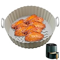 Air Fryer Silicone Liners, 6.9x2 Inch Reusable Silicone Air Fryer Liners With Handle Non-Stick Silicone Oven Liners Fryer Accessories for Air Fryer Tray, Grey