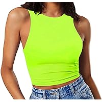 Artfish Women's Sleeveless Cropped Shirts High Neck Stretchy Fitted Basic Crop Tank Top