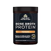 Ancient Nutrition Protein Powder Made from Real Bone Broth, Turmeric, 20g Protein Per Serving, 20 Serving Tub, Gluten Free Hydrolyzed Collagen Peptides Supplement
