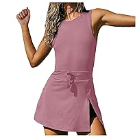 joysale Dresses for Women Workout Romper Tennis Dress Short Running Jumpsuits Dress Onesied Open Back Athletic Dresses