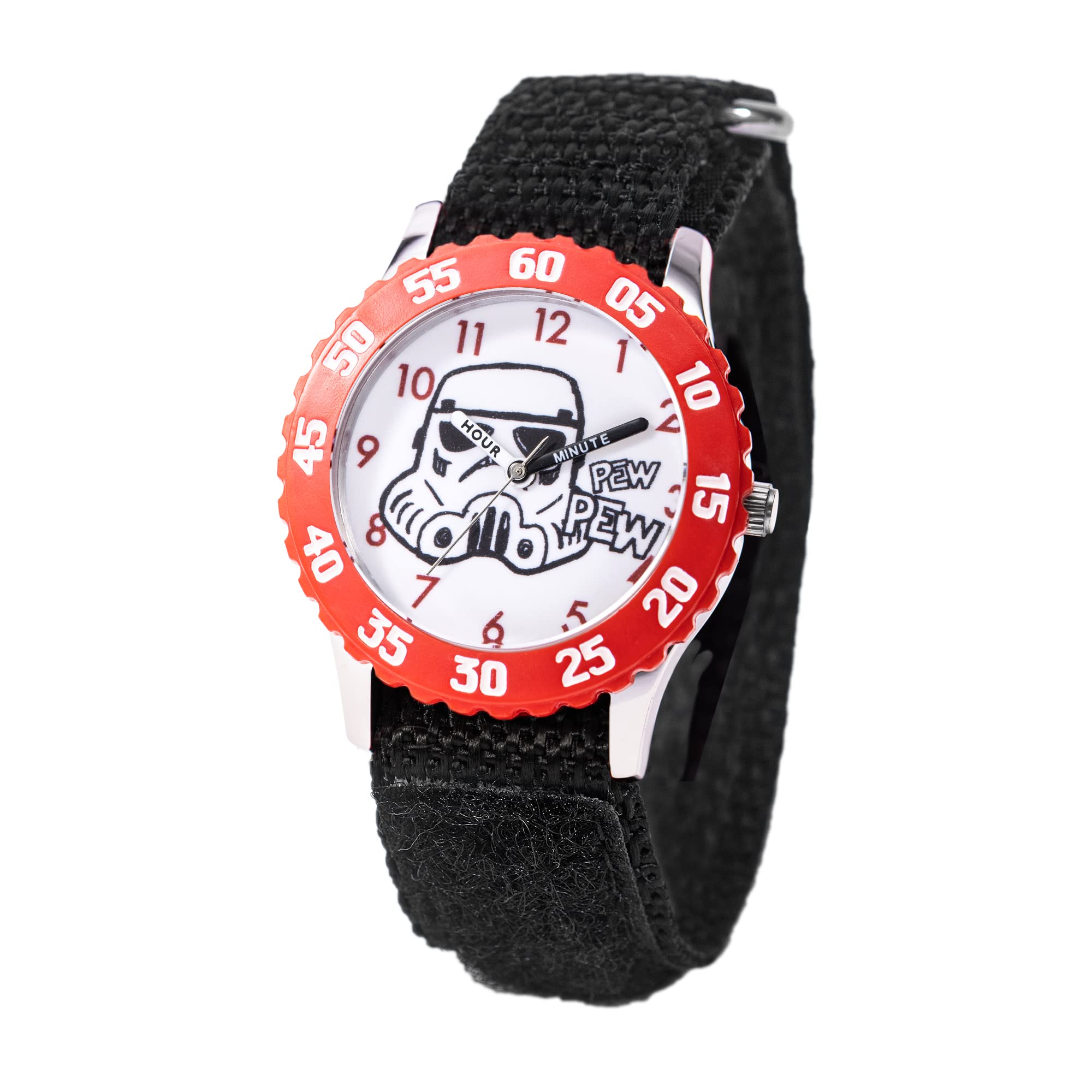 Star Wars Kids' Bezel Stainless Steel Time Teacher Analog Nylon Strap Watch