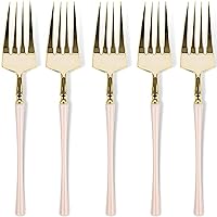 Blue Sky Infinity Flatware Gold & Pink Salad Forks - 20 Count | Luxurious Disposable Plastic Cutlery for Parties and Events