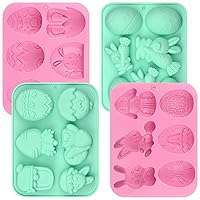 Actvty Easter Egg Molds, 4 Packs Easter Chocolate Molds, Bunny Half Egg Shaped Non-stick Silicone Easter Molds for DIY Chocolate Candy Muffin Handmade Soap Cake Decoration