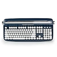 YUNZII ACTTO B503 Wireless Keyboard, Retro Bluetooth Aesthetic Typewriter Style Keyboard with Integrated Stand for Multi-Device (B503, Midnight)