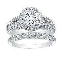3.00ct GIA Round Cut Diamond Bridal Set in Platinum