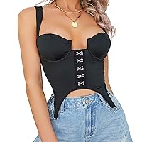 Milk Silk Corset for Women, Fashion Patchwork Front Button Bustier Ladies Sexy Sleeveless Going Out Party Camisole