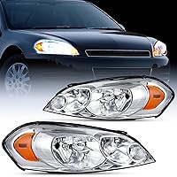 Nilight Headlight Assembly for 2006 2007 2008 2009 2010 2011 2012 2013 Impala 2014 2015 2016 Impala Limited 2006 2007 Monte Carlo Replacement Headlamp Chrome Housing Amber Reflector, 2 Years Warranty