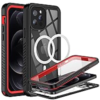 BEASTEK for iPhone 12 Pro Max Waterproof Case, FSN Series IP68 Magnetic Shockproof Case with Built-in Screen Protector and MagSafe Protective Cover, iPhone 12 Pro Max 6.7 inch (Red)
