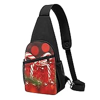 Sling Bag Crossbody for Women Fanny Pack Red Christmas Candy Chest Bag Daypack for Hiking Travel Waist Bag