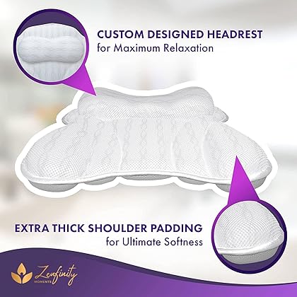 Luxury [Bath Pillows for Tub] Neck & Back Support - Extra Soft Mesh Bathtub Pillow Headrest | Bathtub Cushion for Head & Neck, Bath Pillow, Jacuzzi & Bath Accessories for Women, Gifts for Wife, 17x17