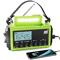 Emergency Radio Raynic 5000 Weather Radio Solar Hand Crank AM/FM/SW/NOAA Weather Alert Portable Radio with Cellphone Charger, Headphone Jack, Flashlight, Reading Lamp and SOS Alarm (Green)