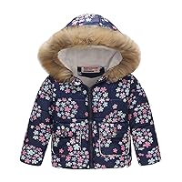 Girls Walls Coat Kids Coat Winter Baby Jacket Girls Hooded Prints Toddler Outwear Zipper Windproof Warm Coat for Kids