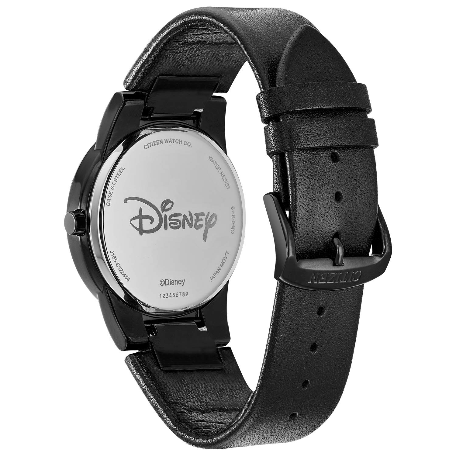 Citizen Eco-Drive Disney Quartz Mens Watch, Stainless Steel with Leather strap, Mickey Mouse, Black (Model: AU1069-06W)