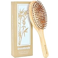 Bamboo Hair Brush for Hair Growth, Eco-friendly Wooden Paddle Hair Brushes for Women Men Kids Make Hair Smooth & Shiny, Massaging Scalp Reduce Hair Loss