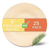 Restaurantware Indo 6 x 6 x 1.3 Inch Round Palm Plates 25 Microwavable Palm Leaf Deep Plates - Freezable Sustainable Areca Palm Leaf Plates Oven-Ready For Hot & Cold Foods