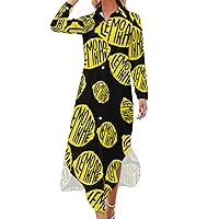 Lemons Lemonade Women's Shirt Dress Long Sleeve Button Down Shirts Dress Casual Loose Maxi Dresses