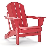 TORVA Folding Adirondack Chair,Fire Pit Chair,Patio Outdoor Chairs All-Weather Proof HDPE Resin for BBQ Beach Deck Garden Lawn Backyard(Red Color)