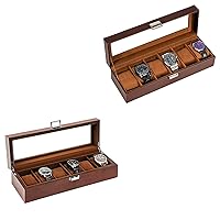 ProCase 6 Slots Watch Box Bundle with 6 Slot Wooden Watch Display Case