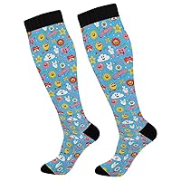 Women's Compression Socks Knee High Compression Socks Men for Teens Boot Socks Cartoon Funny Noodle